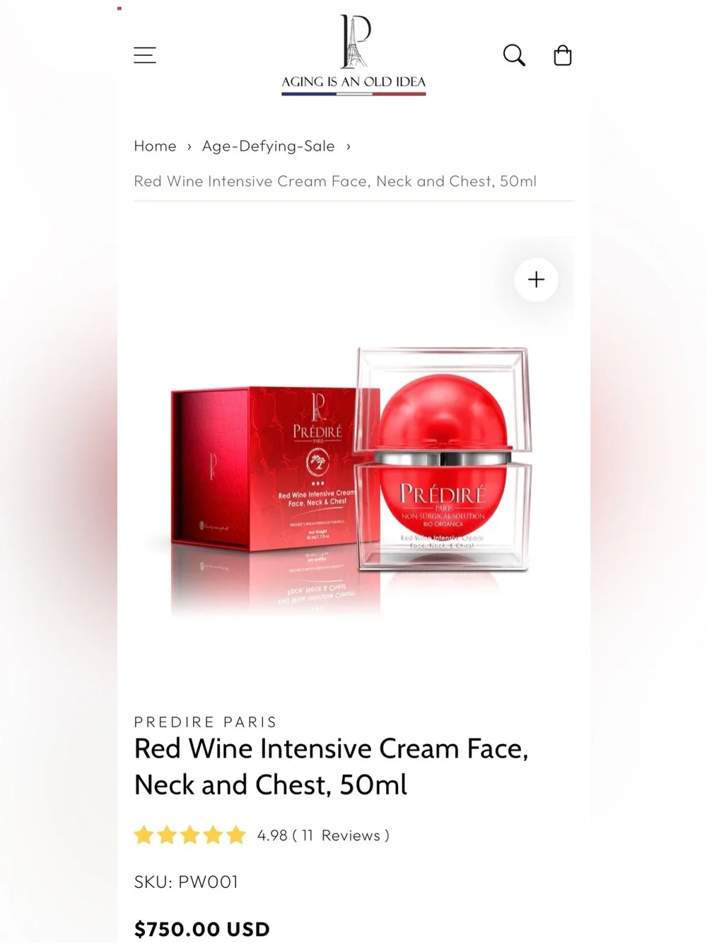 Prédiré Paris Red Red Wine Intensive Cream – Hydrating Anti‑Aging Moisturizer